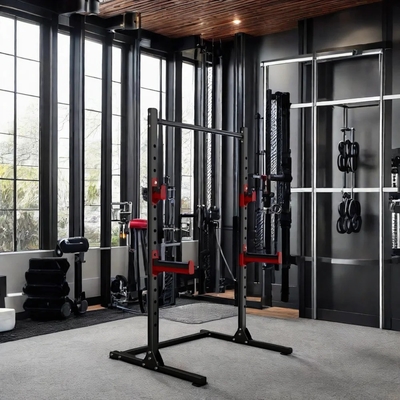 Style Cage Squat Rack Home Gym Trainer with Weight Bench Barbell Bar and 1100*1300*2100