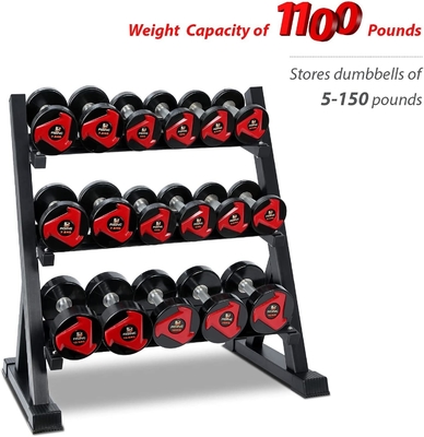 CARTON SIZE 1230*460*120mm Free Weight Racks for Commercial Fitness 3 Tier Dumbbell Rack