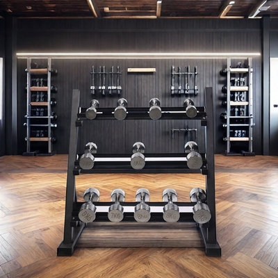 CARTON SIZE 1230*460*120mm Free Weight Racks for Commercial Fitness 3 Tier Dumbbell Rack