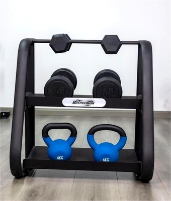 Body Building Fitness Foldable 2 Tier Dumbbell Rack Kettlebell Rack for Gym Equipment