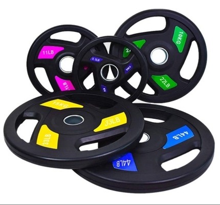 Rubber Surface Cast Iron Barbell Weight Plate for Commercial and Home 5kg 10kg 20kg 50kg