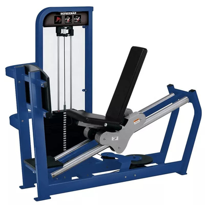 Using Seated Leg Press Machine Steel Pin Load Selection for Fitness Strength Training