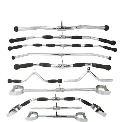 Integrated Workout Gym Trainer Pull Down Bar Handle with Grips Cable Barbell Attachment