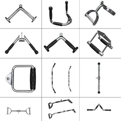 Integrated Workout Gym Trainer Pull Down Bar Handle with Grips Cable Barbell Attachment